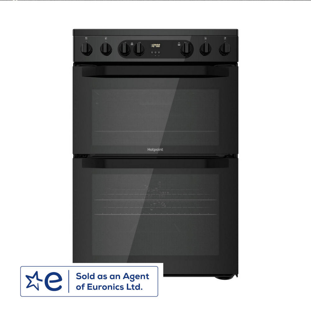 Hotpoint HDEU67V9C2B/UK 60cm Black Double Oven Electric Cooker