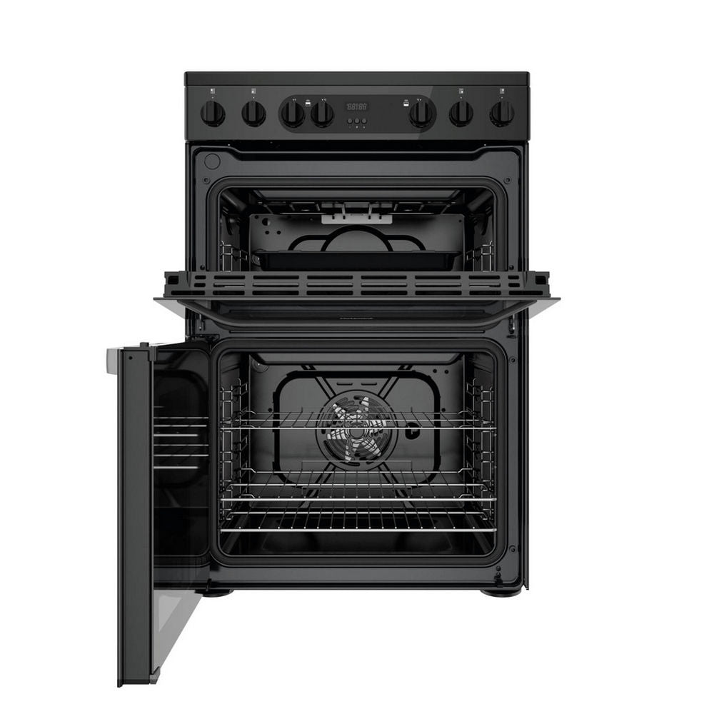 Hotpoint HDEU67V9C2B/UK 60cm Black Double Oven Electric Cooker