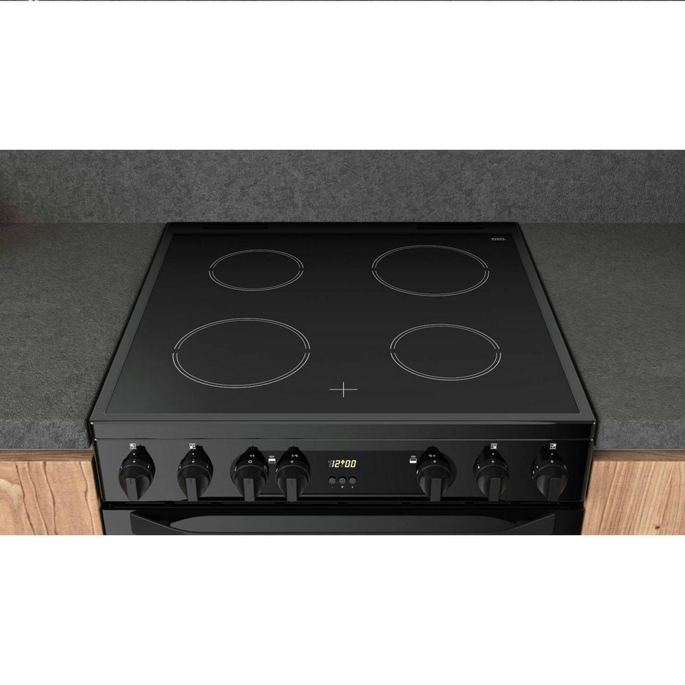 Hotpoint HDEU67V9C2B/UK 60cm Black Double Oven Electric Cooker