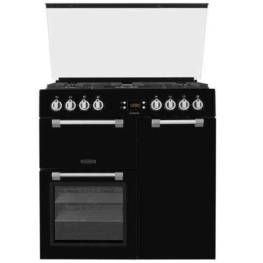 Leisure Chefmaster CC90F531 90DF Black Lidded Dual Fuel Range Cooker With Triple Ovens