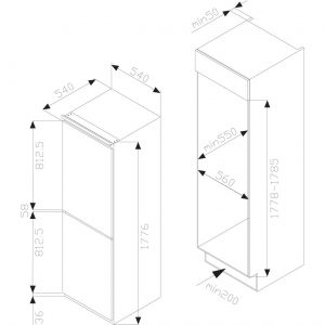 Amica BK2963FA Built-In 50 / 50 Frost Free Fridge Freezer