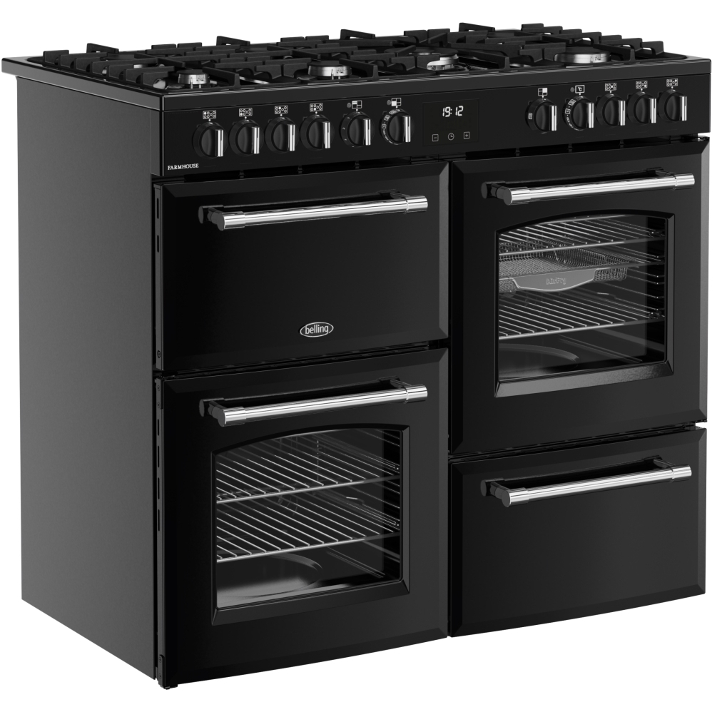 Belling Farmhouse 100DFT Black Dual Fuel Range Cooker