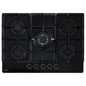 Amica AGVH7300BL Black Built- In Gas on Glass 5 Burner Hob
