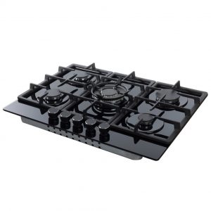 Amica AGVH7300BL Black Built- In Gas on Glass 5 Burner Hob