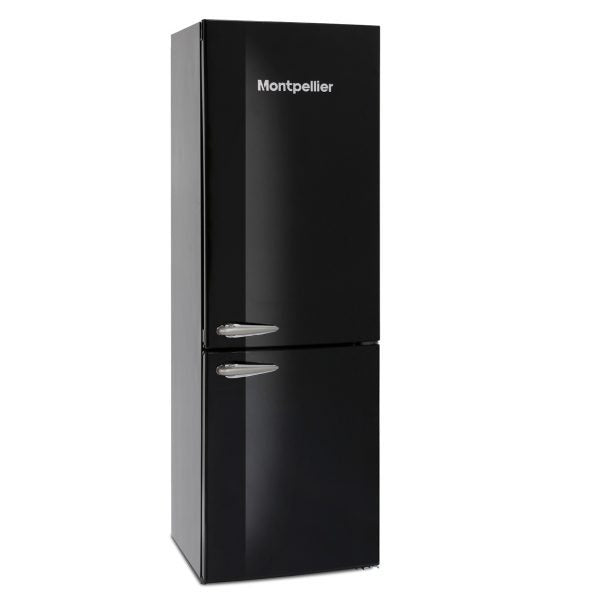 Montpellier MAB386K Black Retro 60cm ( 186cm High ) Frost Free Fridge Freezer