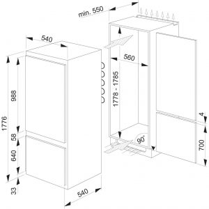 Amica BK3163FA Built-In 70 / 30 Frost Free Fridge Freezer