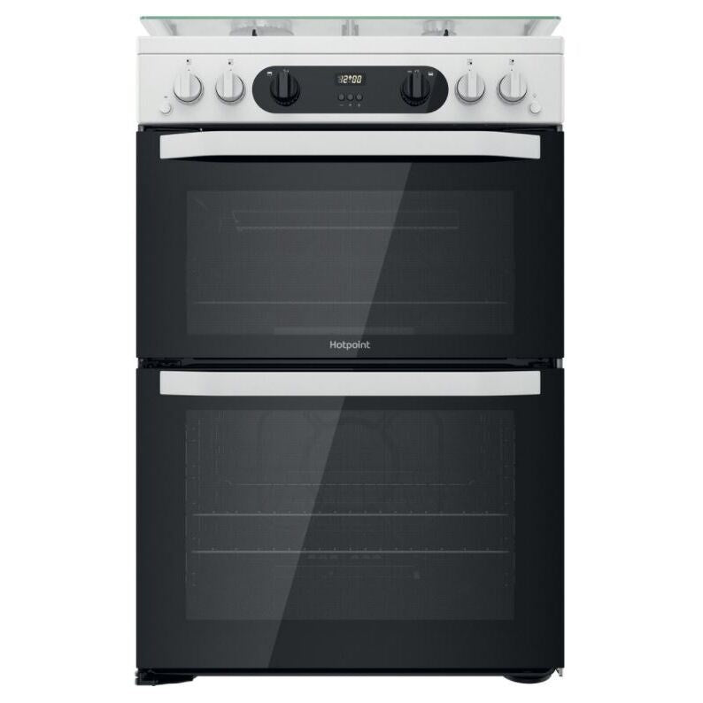 Hotpoint HDM67G0CCW Gas Cooker With Double Oven & Lid