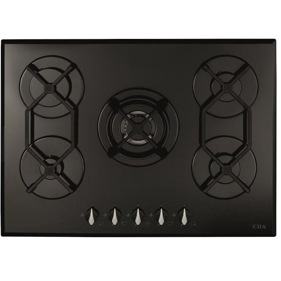 CDA HVG721BL Black Built- In 5 Burner Gas On Glass Hob