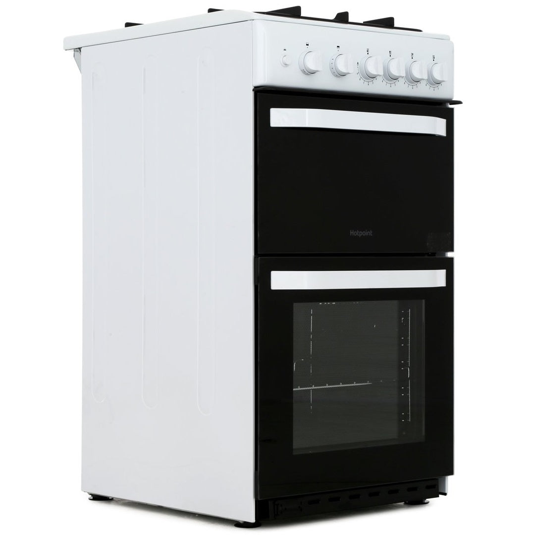 Hotpoint HD5G00CCW Gas Cooker With Double Oven & Glass Lid