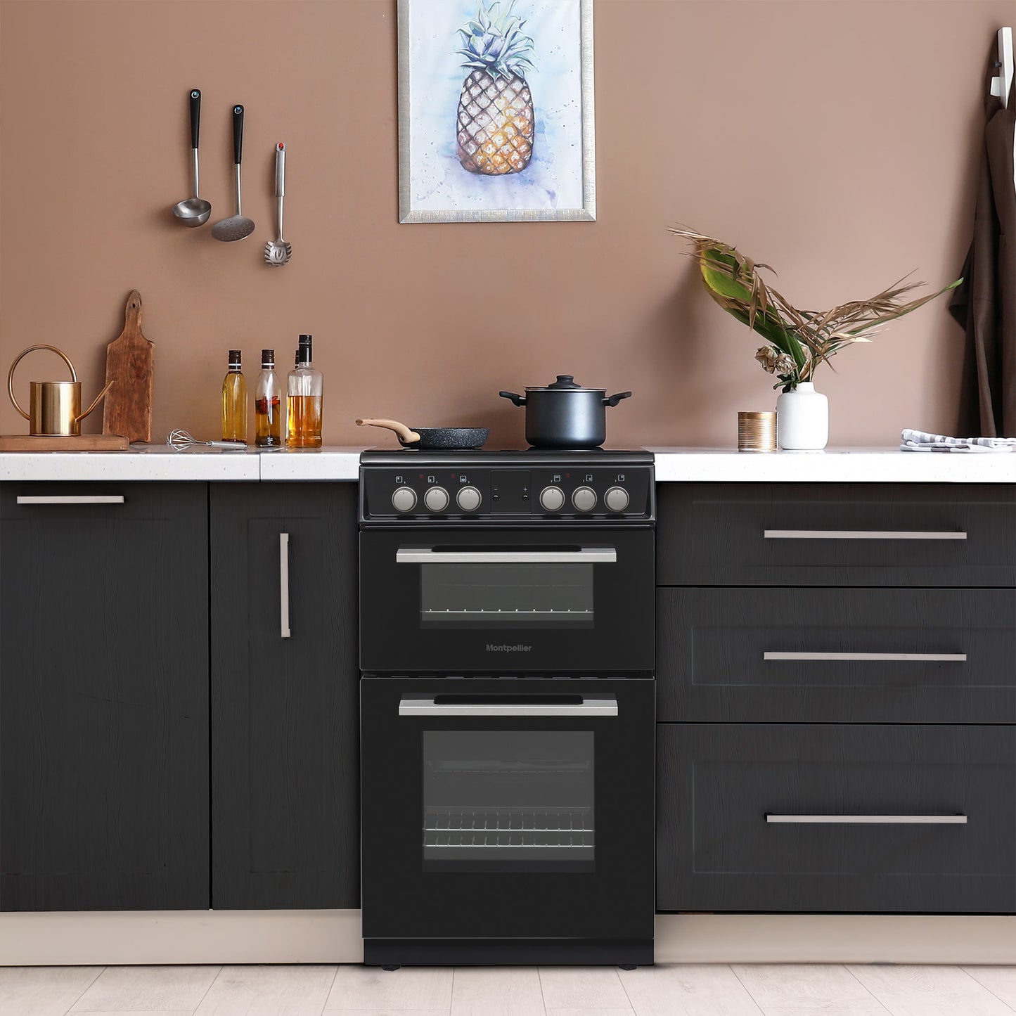 Montpellier MDOC50FK 50CM Black Double Oven Electric Cooker