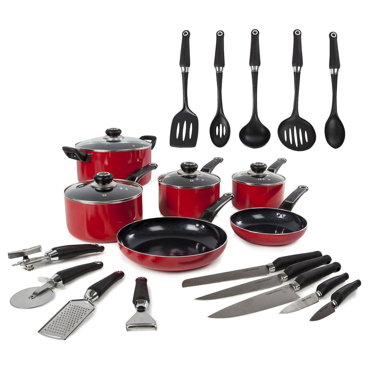 Morphy Richards 20 Piece Red Pan Set