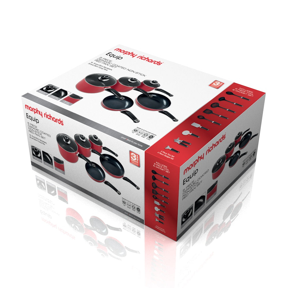 Morphy Richards 14 Piece Red Pan Set
