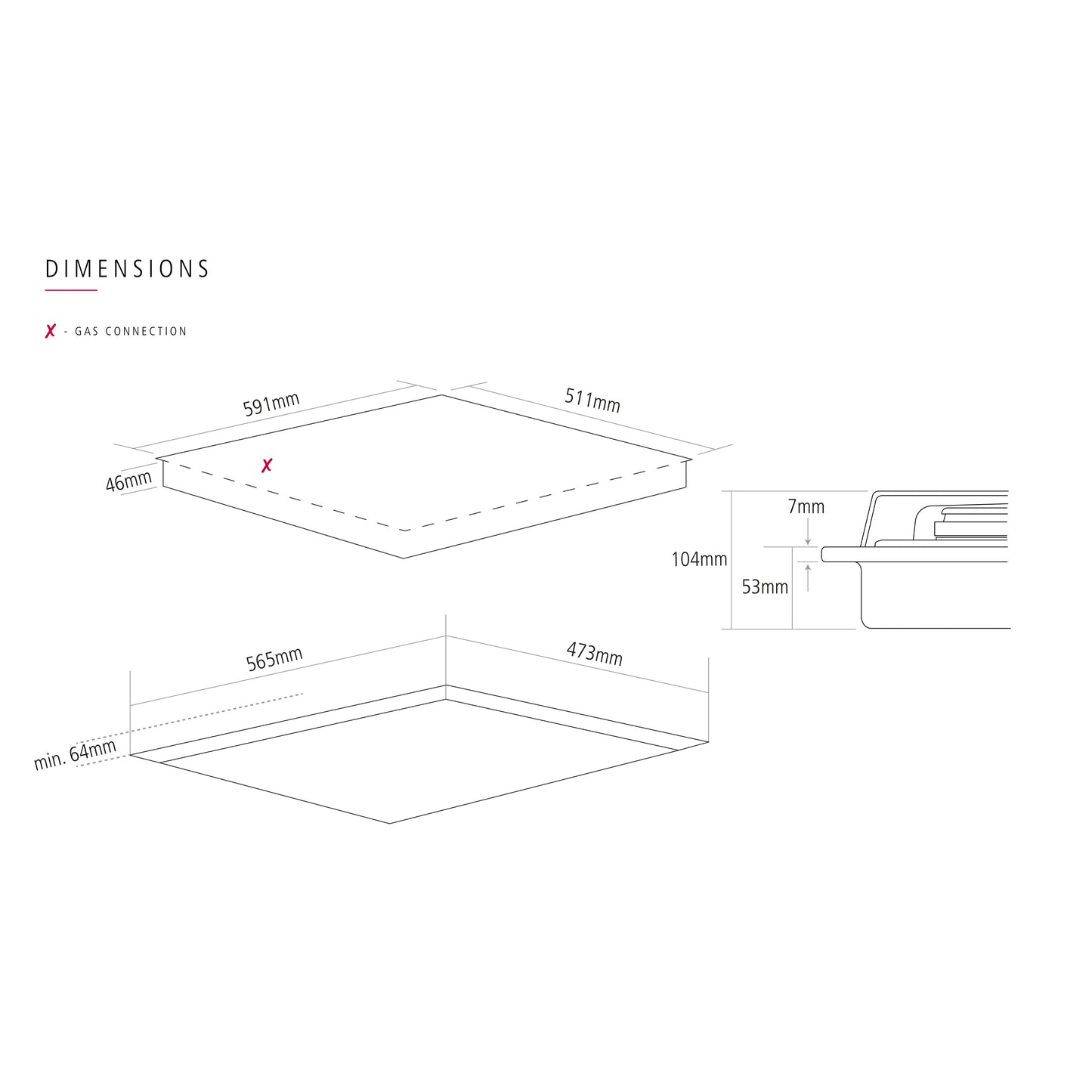 Caple C7561G 4 Burner Gas On Glass Hob