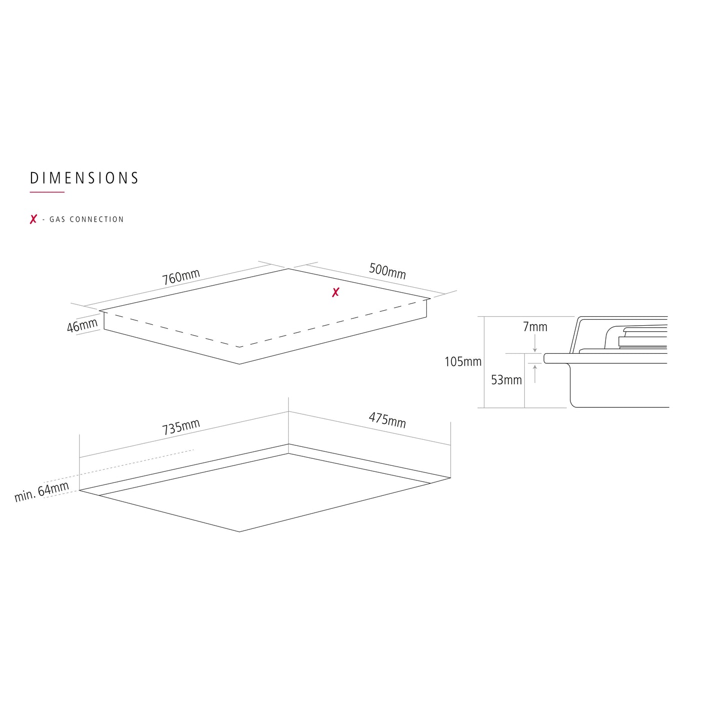Caple C7571G 5 Burner Gas On Glass Hob
