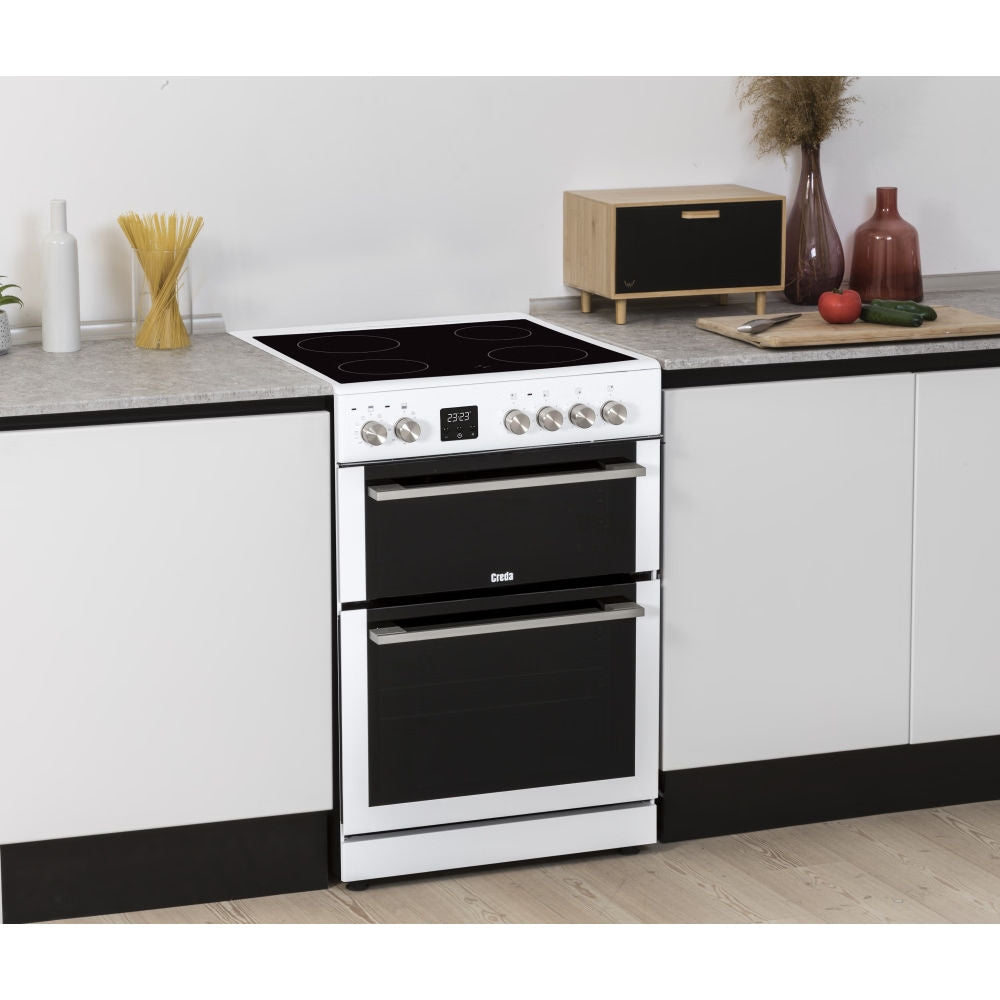 Creda C60CDOW 60cm White Double Oven Electric Cooker
