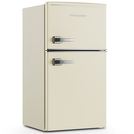 Montpellier MAB2035EC 45.3CM ( 87.6cm High ) Cream Retro Style Under Counter Fridge Freezer