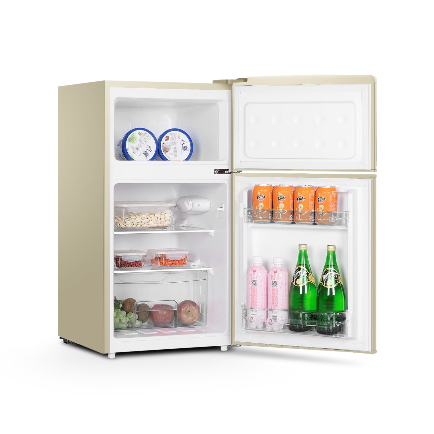 Montpellier MAB2035EC 45.3CM ( 87.6cm High ) Cream Retro Style Under Counter Fridge Freezer