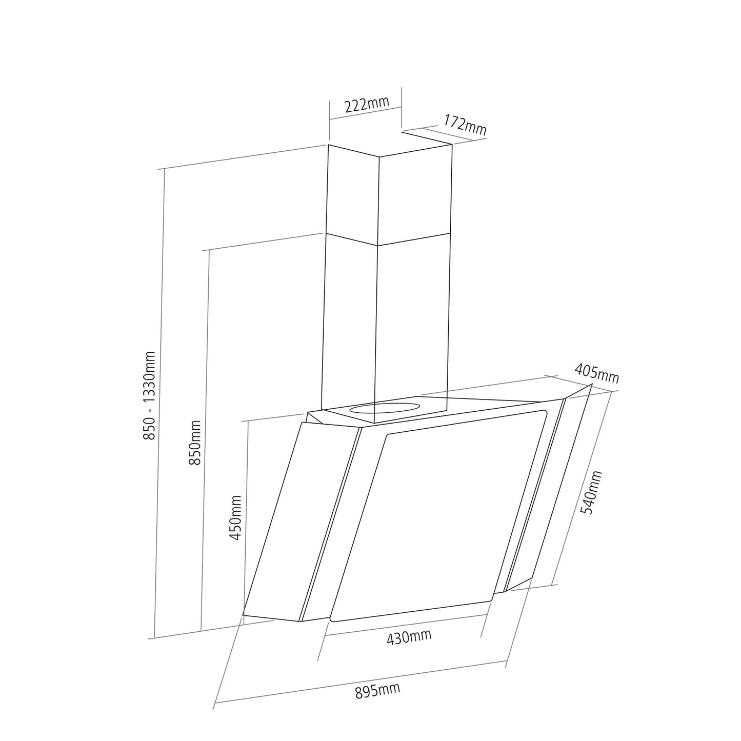 Caple ZEL900 90cm Black Glass Angled Cooker Hood