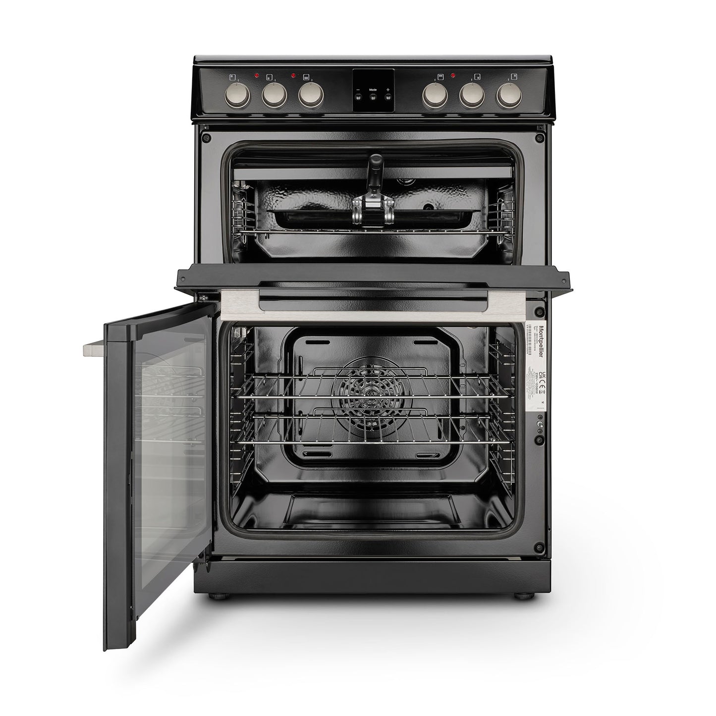 Montpellier MDOC60FK 60CM Black Double Oven Electric Cooker