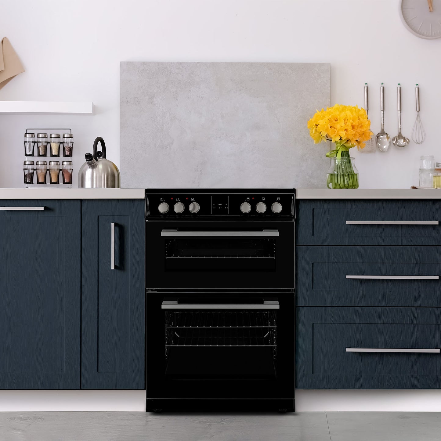 Montpellier MDOC60FK 60CM Black Double Oven Electric Cooker