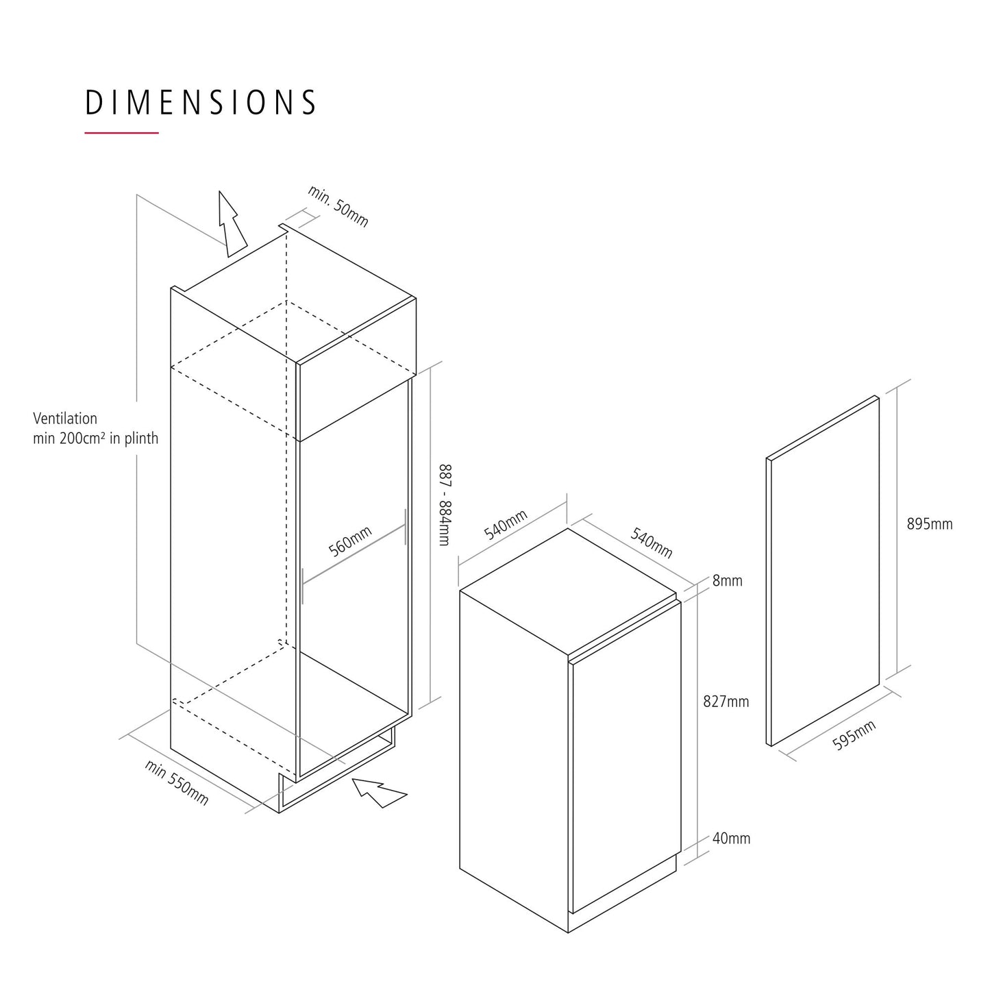 Caple RIF893 88cm Built In Column Freezer
