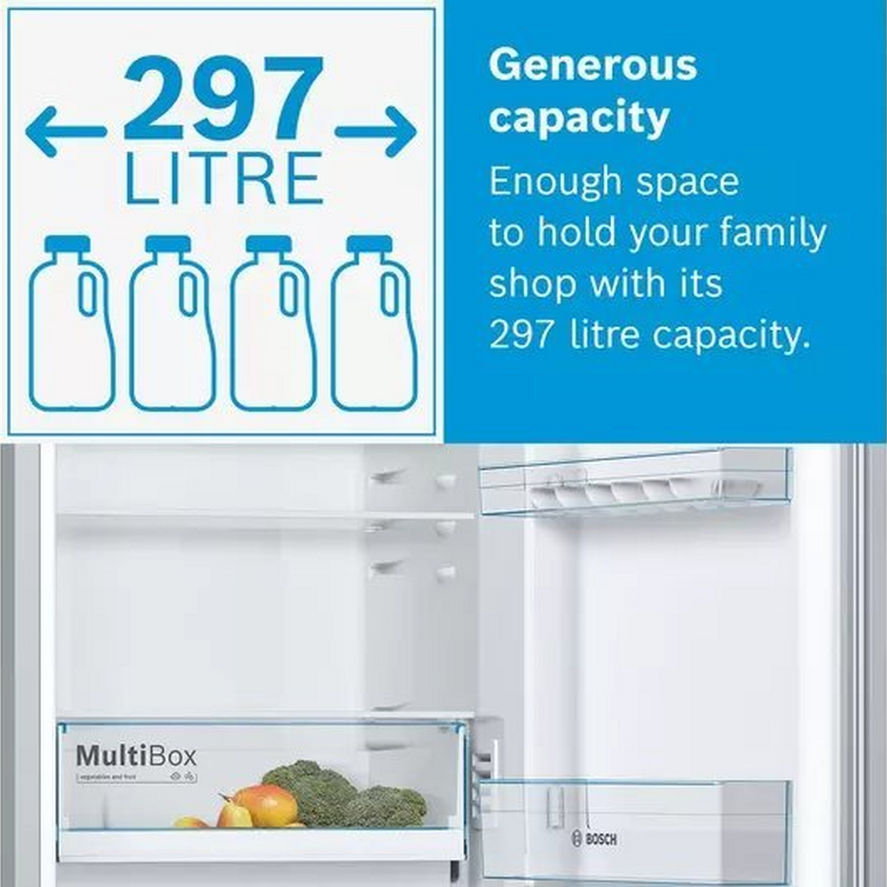 Bosch KGN34NLEAG 60cm Silver ( 186cm High ) Frost Free Fridge Freezer