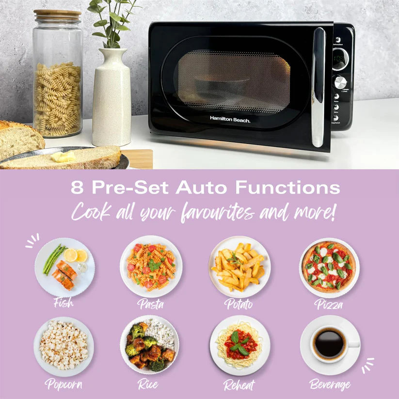 Hamilton Beach HB70H20B Retro 20 Litre Black Solo Microwave