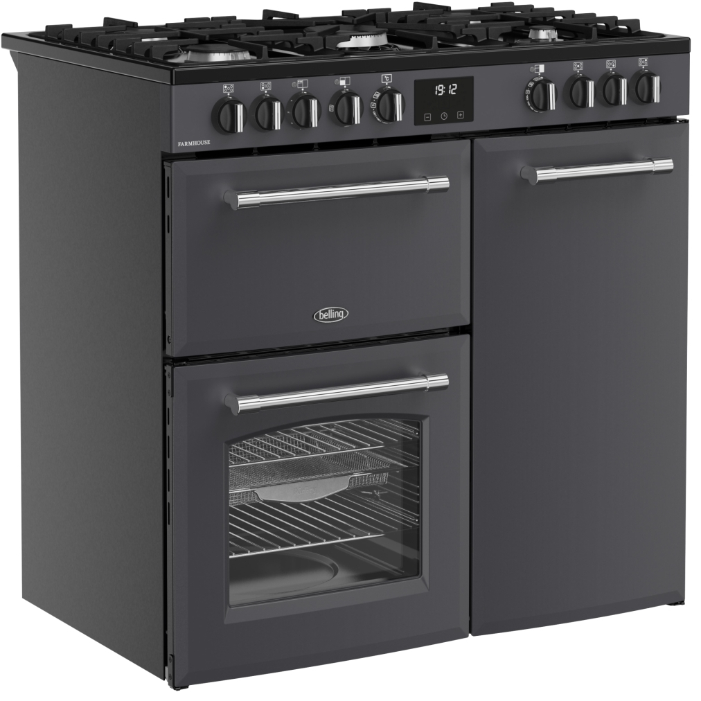 Belling Farmhouse 90DFT Anthracite Dual Fuel Range Cooker