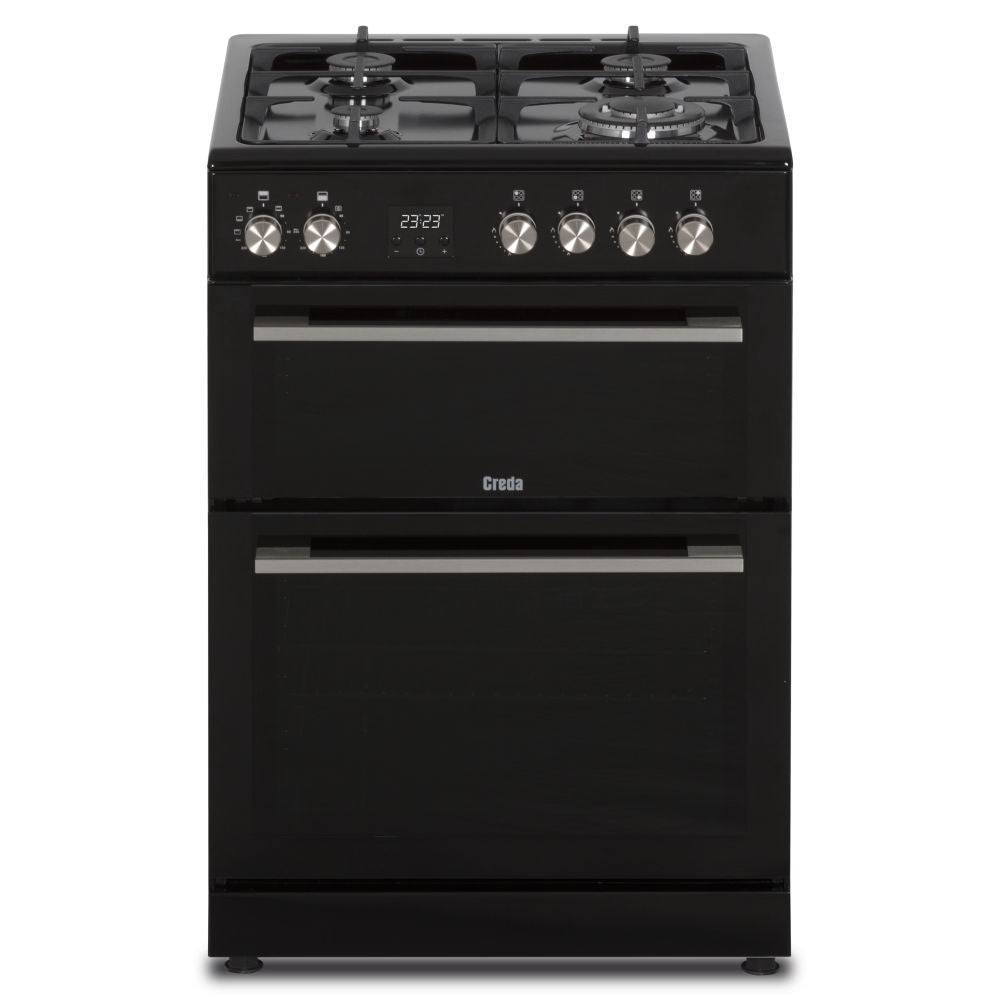 Creda C60DFDOBL 60cm Black Doiuble Oven Dual Fuel Cooker