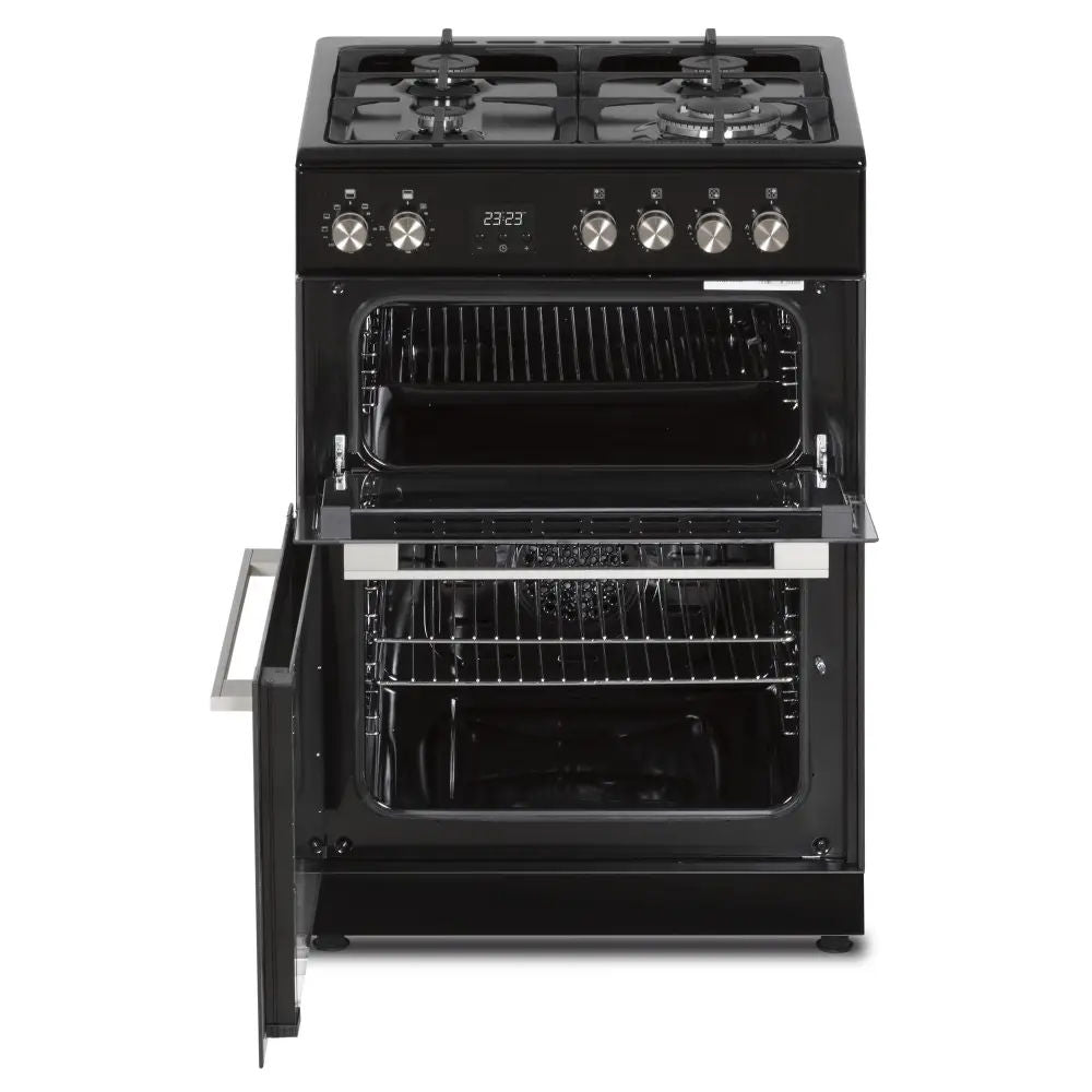 Creda C60DFDOBL 60cm Black Doiuble Oven Dual Fuel Cooker