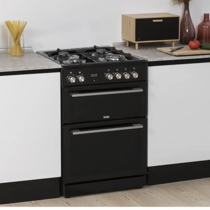 Creda C60DFDOBL 60cm Black Doiuble Oven Dual Fuel Cooker
