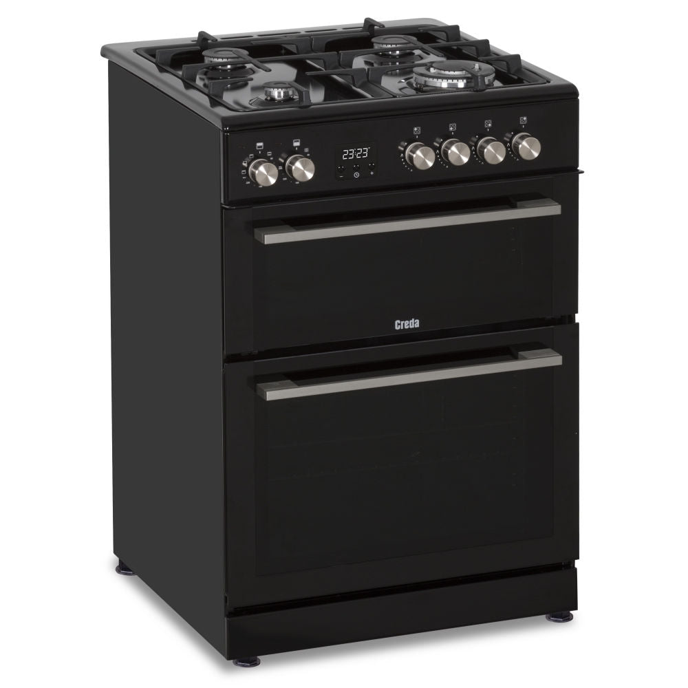 Creda C60DFDOBL 60cm Black Doiuble Oven Dual Fuel Cooker
