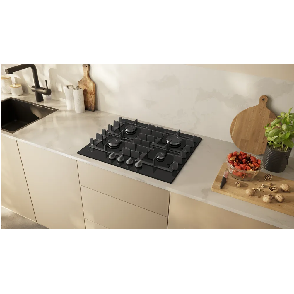 Neff T26NKP4SO N50 Black (Tempered Glass ) Built- In 4 Burner Gas Hob