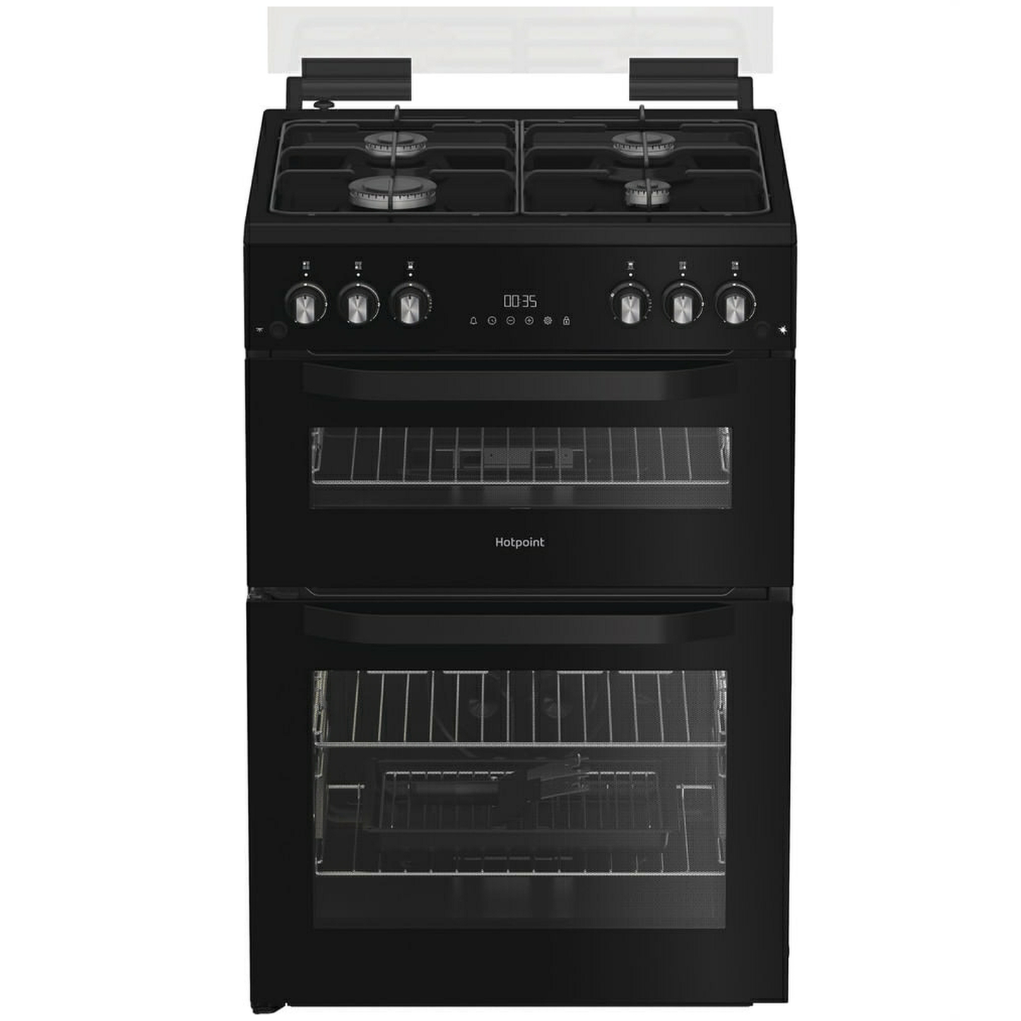 Hotpoint HDG6GDCB1 60cm Gas Cooker With Double Oven & Glass Lid