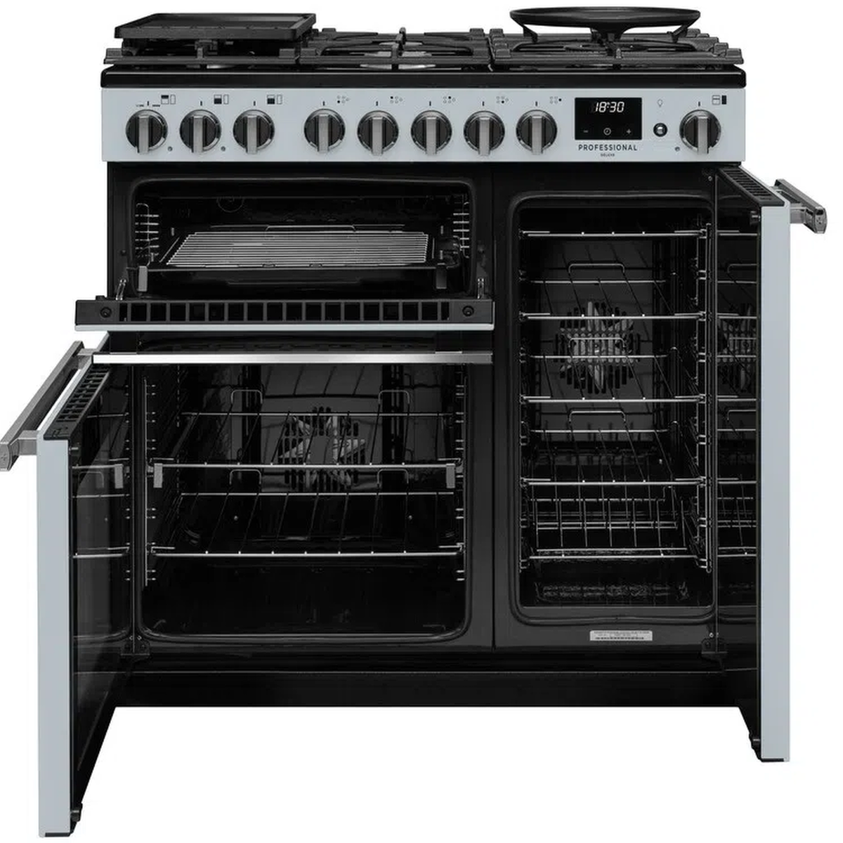 Rangemaster PRDL90DFPMSB/CM1 Professional Deluxe Misty Blue Dual Fuel Range Cooker