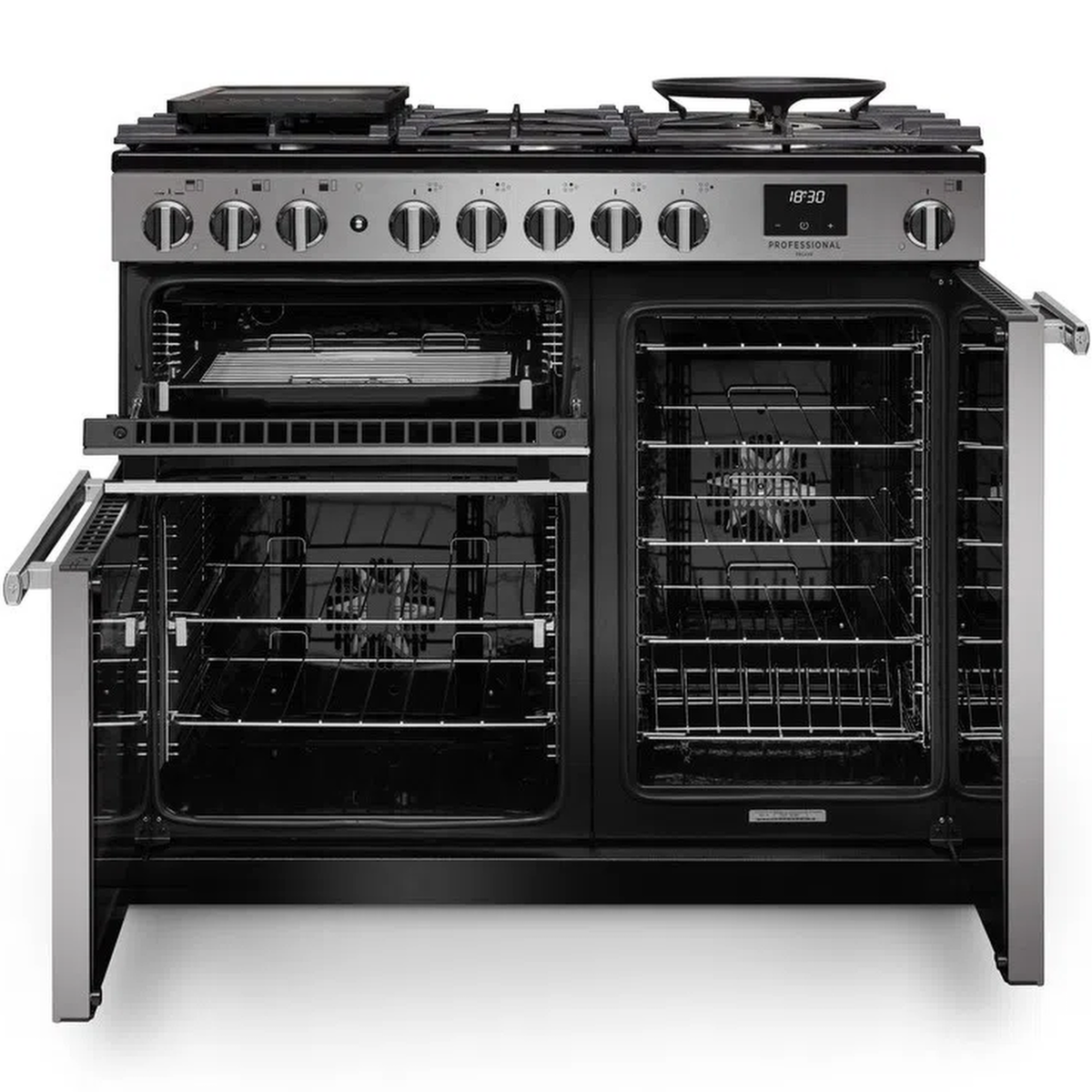 Rangemaster PRDL90DFSTST/CM1 Professional Deluxe Stainless Steel Dual Fuel Range Cooker