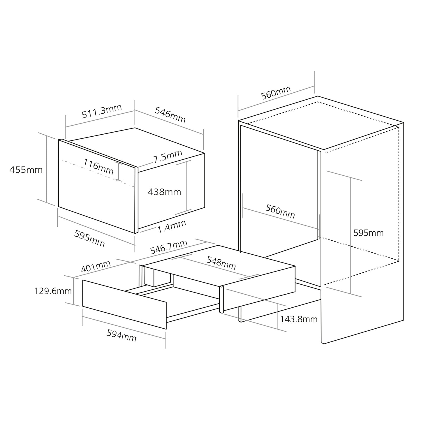 Caple WD140CLBG Classic Black 14cm Warming Drawer