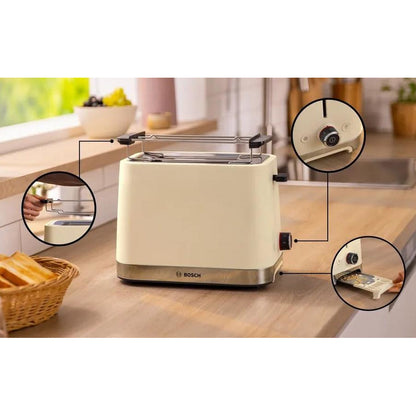 Bosch TAT4M227GB Cream 2 Slice Toaster