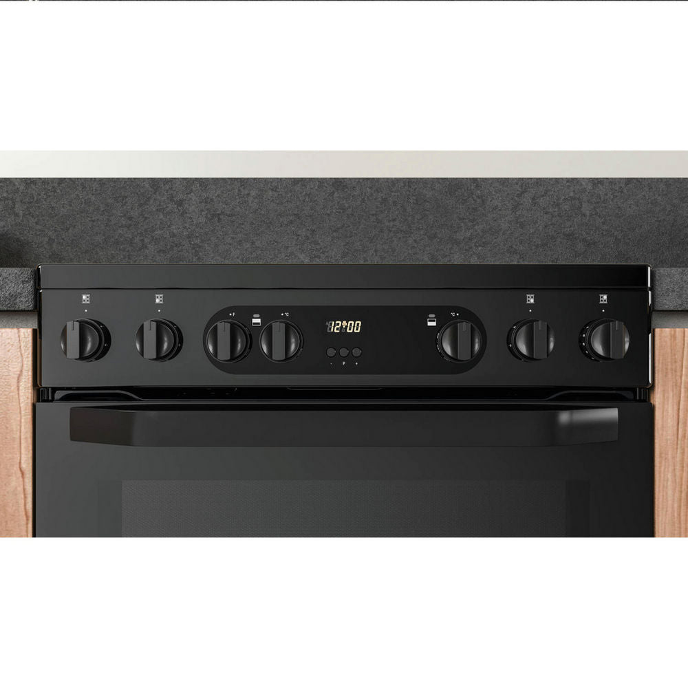 Hotpoint HDEU57V9C2B/UK 60cm Black Double Oven Electric Cooker