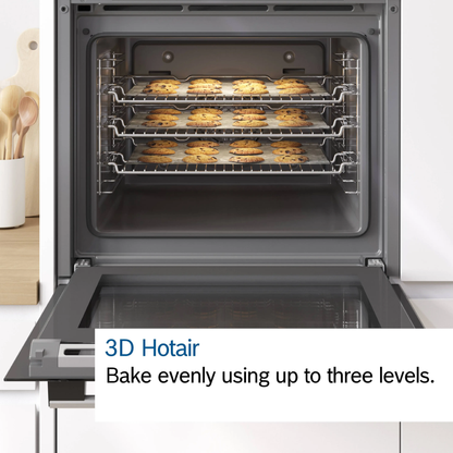 Bosch HQA534BS3B ( Series 4 ) Stainless Steel Built-In Single Fan Oven With Added Steam