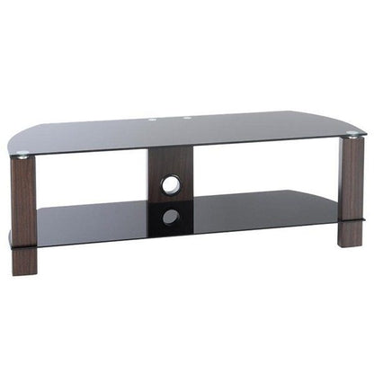 Stand For Television Vision With Walnut Legs And Black Glass 1200mm