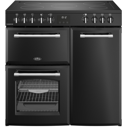 Belling Farmhouse 90E Black All Electric Range Cooker