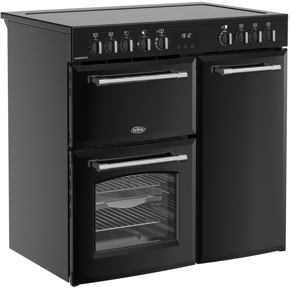 Belling Farmhouse 90E Black All Electric Range Cooker