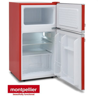 Montpellier MAB2035R 48CM ( 85.5cm High ) Red Retro Style Under Counter Fridge Freezer