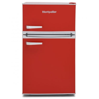 Montpellier MAB2035R 48CM ( 85.5cm High ) Red Retro Style Under Counter Fridge Freezer