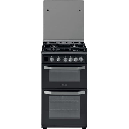 Hotpoint HD5G00CCB Gas Cooker With Double Oven & Glass Lid