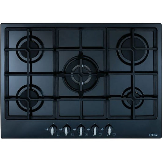 CDA HG7251BL Black Built- In 5 Burner Gas Hob With WOK Feature