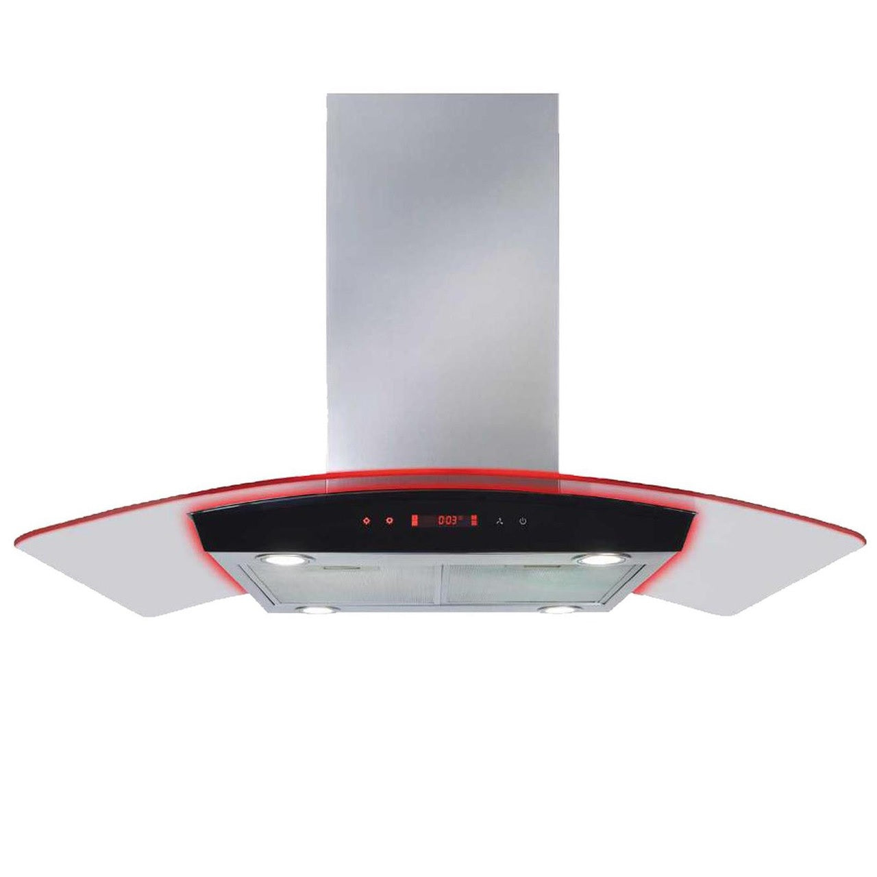 CDA EKPK90SS 90cm Central Island Curved Glass Extractor With LED Lighting