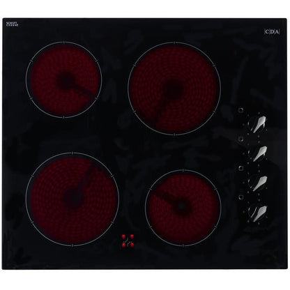 CDA HC6212FR Built- In Ceramic Electric Hob With Side Control Knobs