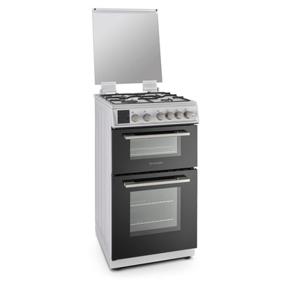 Montpellier MDOG50LW 50CM White Double Oven Gas Cooker With Glass Lid